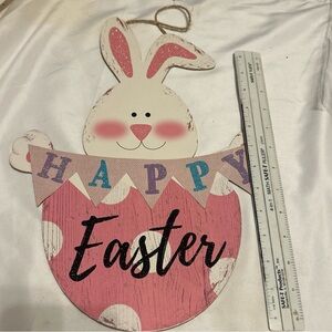 “Happy Easter” Bunny Sign-Brand Compressed Board For Wall Decoration Preloved